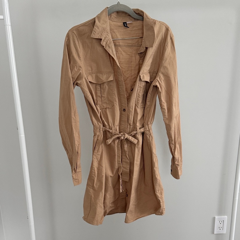 H&M Tan Utility Shirt Dress